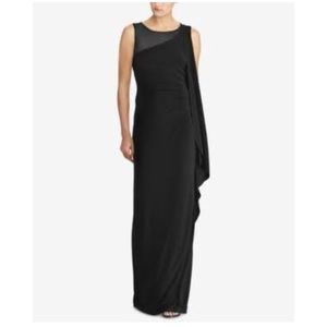 A black, full length Ralph Lauren evening gown.